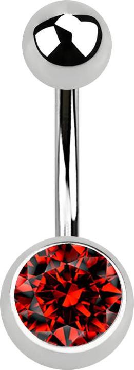 Star Piercing Banane silber mit Kugel und Kugel Kristall rot (Chirurgenstahl 316L)