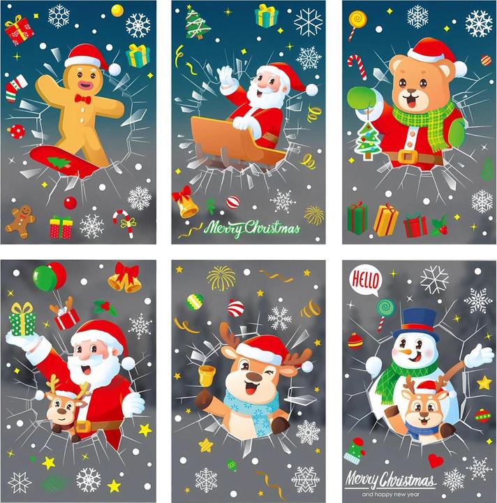 Produktbild Hermex Fensterbilder Weihnachtsaufkleber für Fenster Weihnachtssticker Merry Christmas