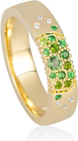 Breuning RING - E.TURMALIN GRÜN/Brill. 0,031 Ct. H/si (60, 750/18 K Gold)