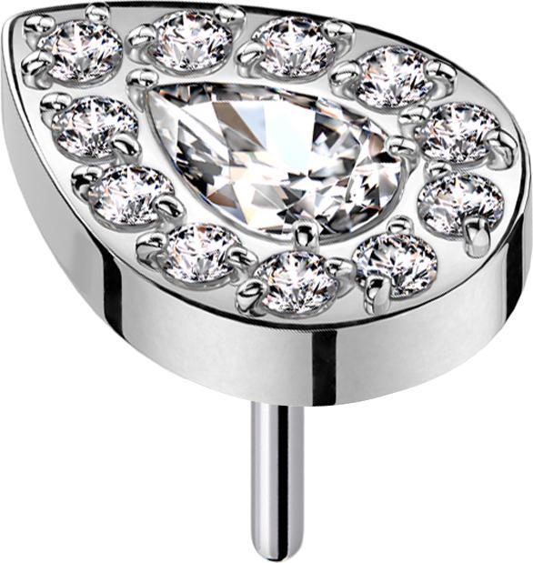 Star Piercing Threadless silber Kristalltropfen silber umrandende Kristalle silber (ohne Messing, Titan G23)
