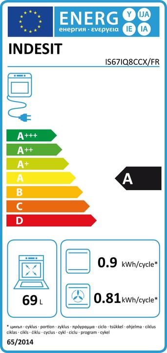 Label énergétique Indesit IS67IQ8CCX/FR