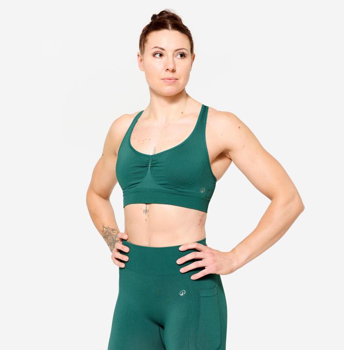 Image du produit Decathlon Brassière bretelles croisées maintien léger Femme, Turquoise (XL)