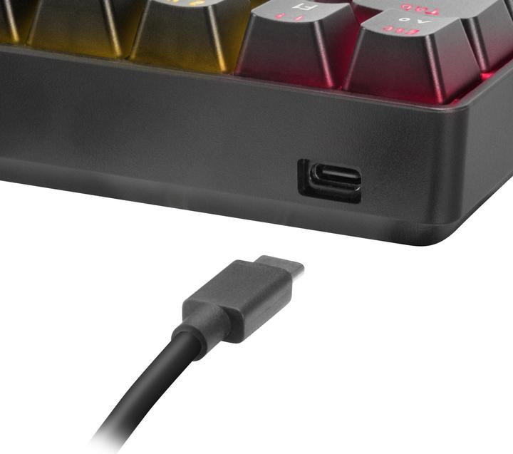 Actual product image Speedlink ATMOS RGB Rainbow Mechanical 60% Gaming Keyboard with brown switches, black - DE layout (DE, Wireless, Cable)