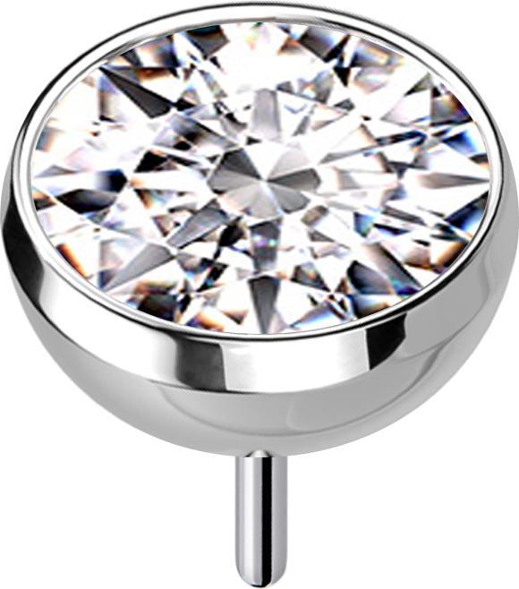 Produktbild Star Piercing Threadless Halbkugel silber mit Kristall silber (ohne Messing, Titan G23)