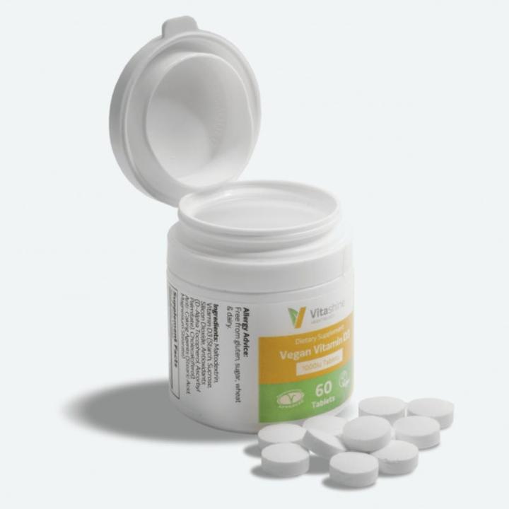 Actual product image Vegetology Vitashine Vegan Vitamin D3 2500iu (60 Piece, Pills)