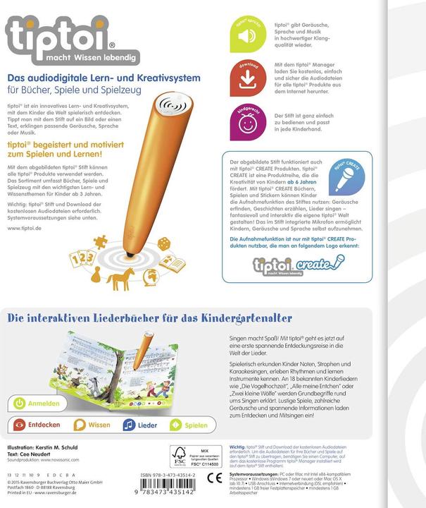 Produktbild tiptoi Meine schönsten Kinderlieder (Deutsch, 2015)