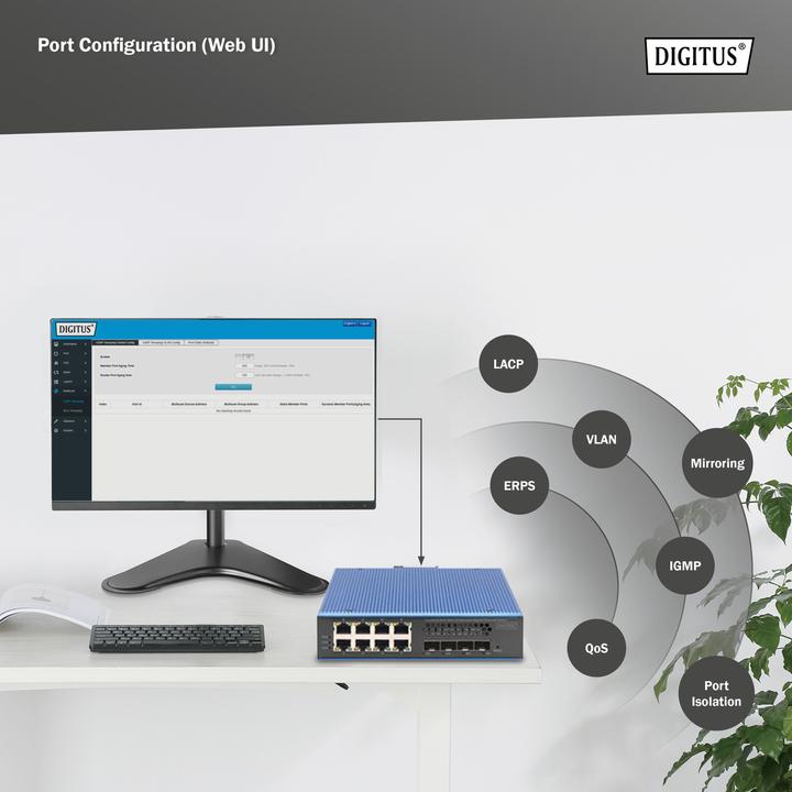Actual product image Digitus Gigabit Ethernet Layer 2 Switch, 24 Port, 2x RJ45/SFP Combo + 2 x SFP Uplink Ports (28 Ports)