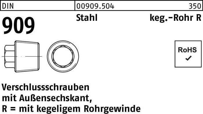 Produktbild Verschlussschraube DIN 909 m.Aussen-6-kant R 1/2 Stahl