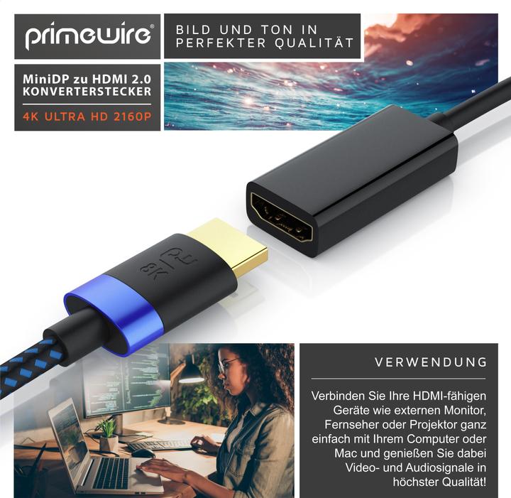 Produktbild Primewire Mini Display Port – HDMI (0.10 m, DisplayPort, HDMI)