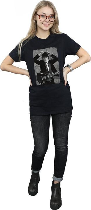 Image du produit AC/DC Femme/Les femmes Angus Young Photo Distressed Coton Boyfriend T-Shirt (M)