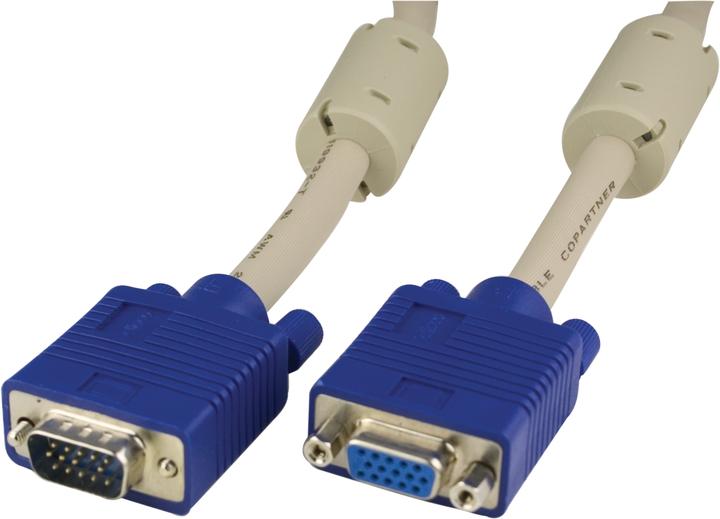 Actual product image Deltaco RGB HD15 - 2 m - VGA (D-Sub) - VGA (D-Sub) - Blue - Grey - Nickel - Male/Female (2 m, VGA)