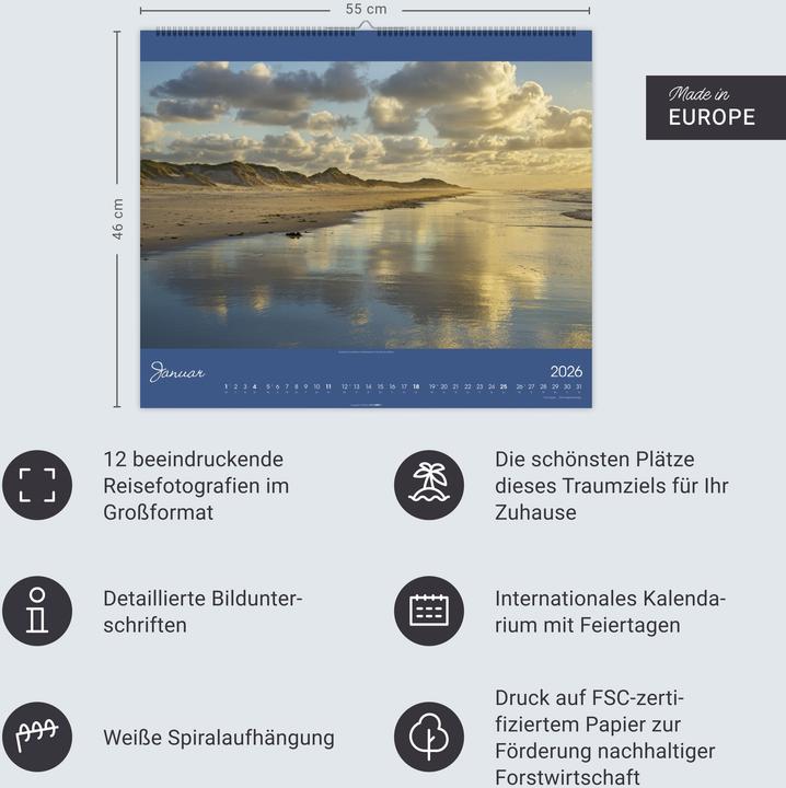 Actual product image Nordsee Kalender 2026 (55 x 46 cm, Hardcover, German)