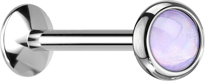 Immagine prodotto Star Piercing Micro UFO Labret filo interno argento con pietra epossidica viola (senza ottone, Acciaio chirurgico 316L)
