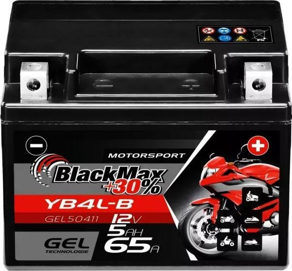 Produktbild BlackMax YB4L-B Motorradbatterie Gel CB4L-B (DIN 50411) (12 V, 5 Ah, 65 A)