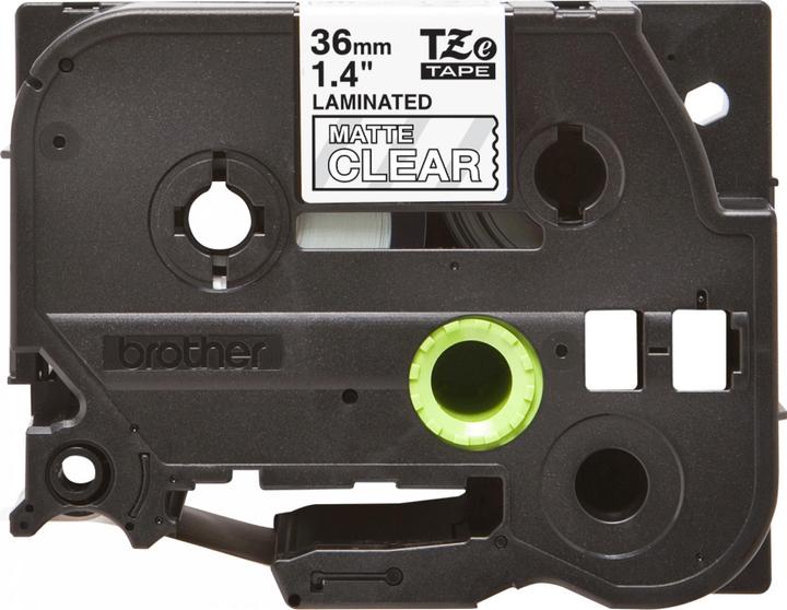 Actual product image Brother Matt laminated label tape cassette TZeM65 White on transparent background, TZe, 8 m, 3.6 cm (3.60 cm, Transparent)