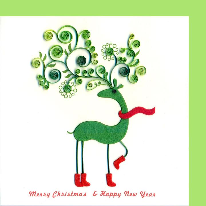 Actual product image Hervorragend Paper Quilling Karte Rentier modern Merry Christmas and happy new Year (1 pcs.)