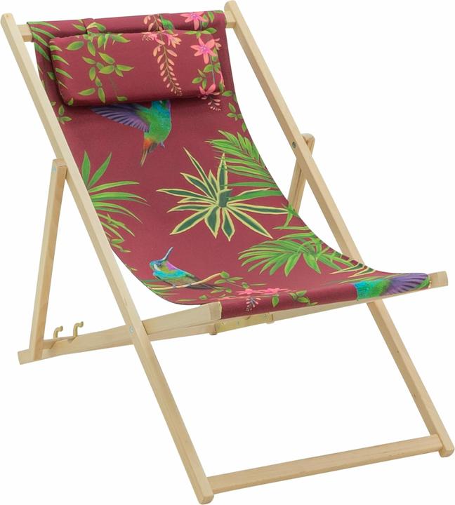 Allibert Liegestuhl Strandstuhl, mehrfach verstellbar, Gestell aus Buchenholz in natur, Flächen aus Textil... (120 cm)