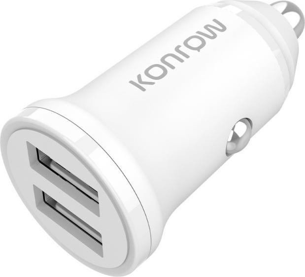 Produktbild Konrow KCC12AAW - Adapter für Zigarettenanzünder, 2 Ports USB A - Schnellladung 12 W, Weiss (Kompatibel, B