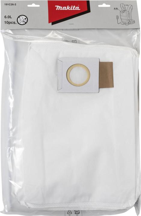 Actual product image Makita Fleece filter bag dust bag 6 L 10 pcs. ( 191C26-2 ) for vacuum cleaner DVC 660 / 665 (10 x)
