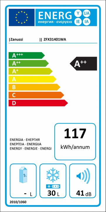Energie-Label Zanussi ZFX 31401 WA (Freistehend, 30 l)
