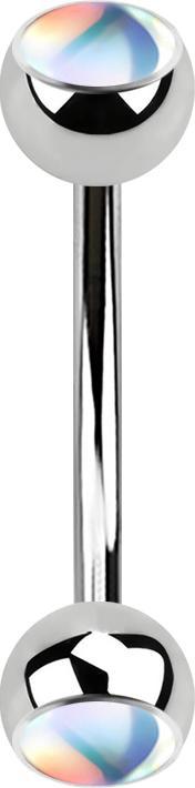 Produktbild Star Piercing Micro Banane silber mit zwei Kugeln irisierend weiss (Chirurgenstahl 316L)
