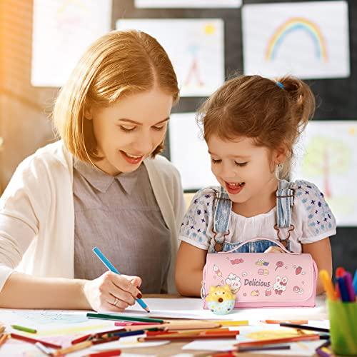 Produktbild Only-Bags.Store Federmäppchen mit 3 Fächern, blaues Schreibwarenetui, süsses Donut-Federmäppchen für die Schule