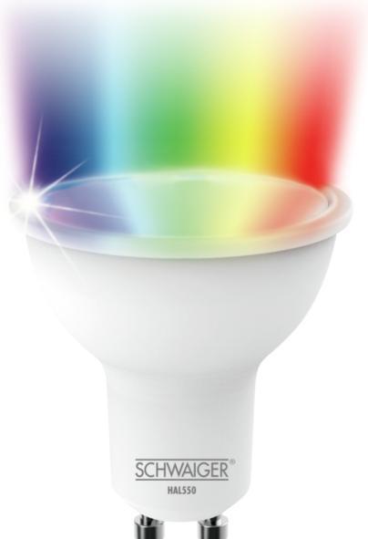 Image du produit Schwaiger A+, RGBW, 350 lm, 6 kWh, 1800 - 6500 K, ZigBee v3.0, GU10 (GU10, 6 W, 350 lm, 1 x, G)