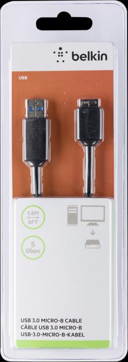 Produktbild Belkin USB 3.0 Micro-B auf USB-A Kabel, Pro Series, 1,8 (1.80 m, USB 3.0, 4.50 W)