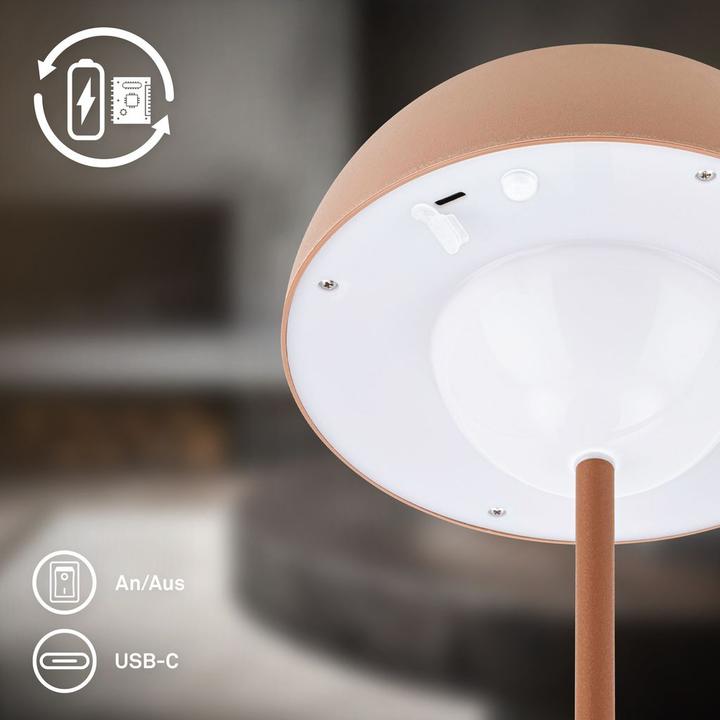 Produktbild Briloner Brilo unplugged KUGLE Akku LED Tischleuchte, stufenlos dimmbar - Coffee (250 lm)