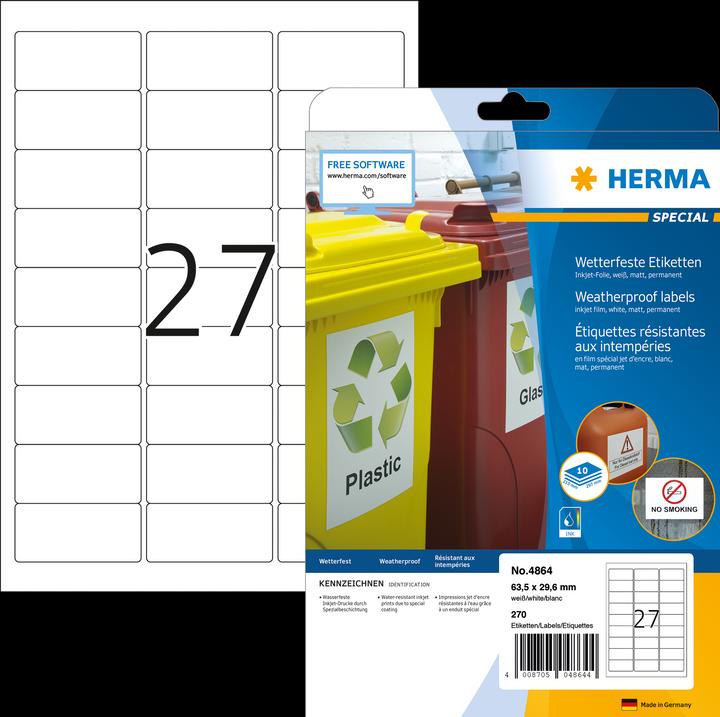 Actual product image HERMA Weatherproof inkjet labels A4