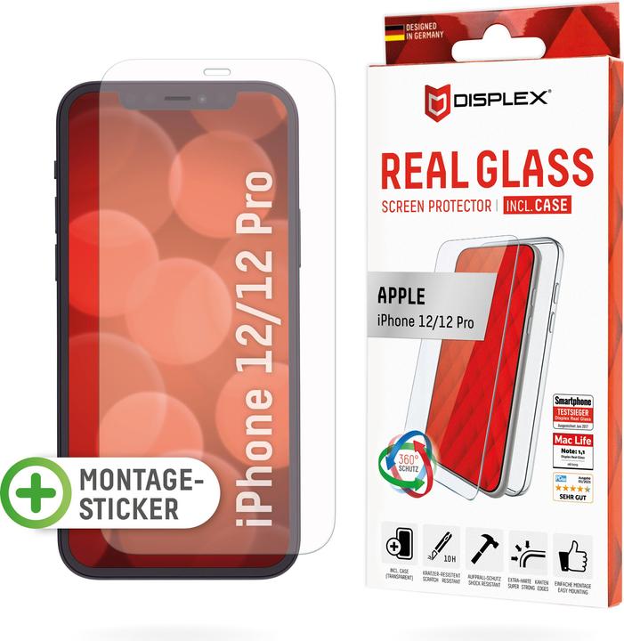 Actual product image Displex Real Glass, 2D Panzerglas + Handyhülle (1 Piece, Realme 12 Pro+, Apple iPhone 12)