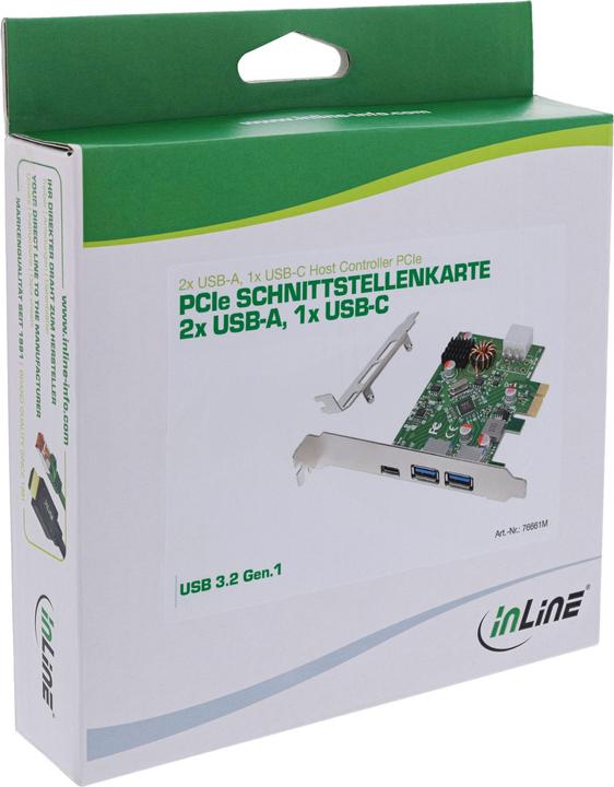 Immagine prodotto InLine Scheda di interfaccia, 2x USB-A, 1x USB-C 3.2 Gen.1, PCIe, PD3.0, con connettore di alimentazione a