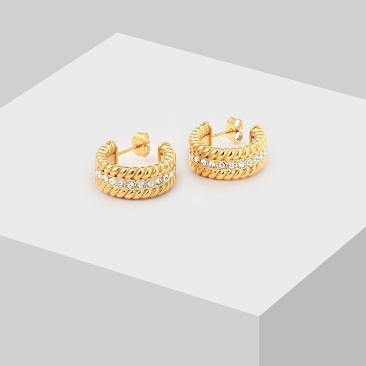 Image du produit Sensora Jewelry Boucles d'oreilles Pavé Hoops (Acier inoxydable)