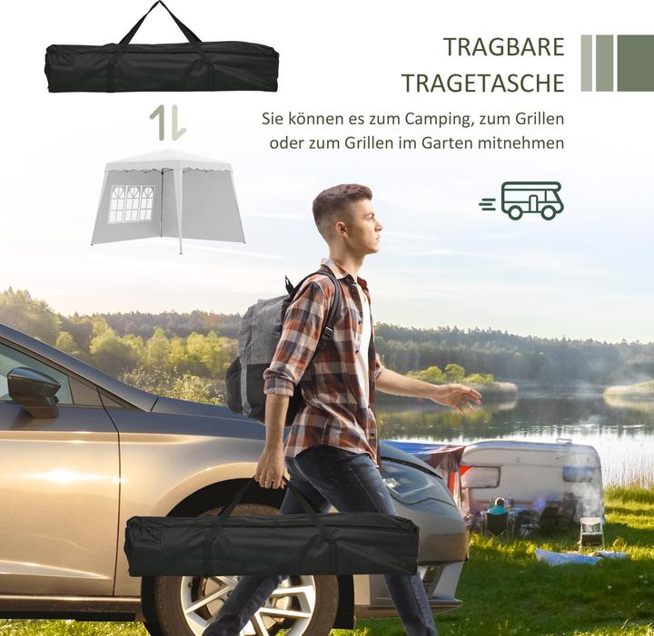 Image du produit Outsunny Pavillon avec 2 parois latérales et réglage individuel de la hauteur (240 cm, 240 cm)