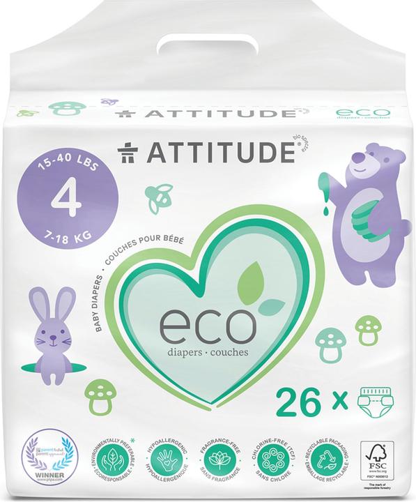 Immagine prodotto Attitude Pannolini ecologici (Dimensione 4, Pacco trasportabile, 26 Pezzo/i)