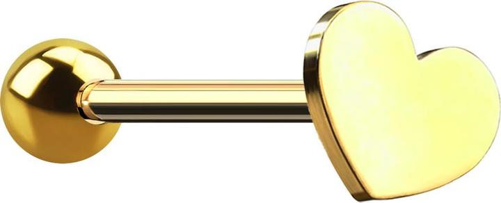 Star Piercing Micro Barbell vergoldet mit Kugel und Herz (ohne Messing, Chirurgenstahl 316L)