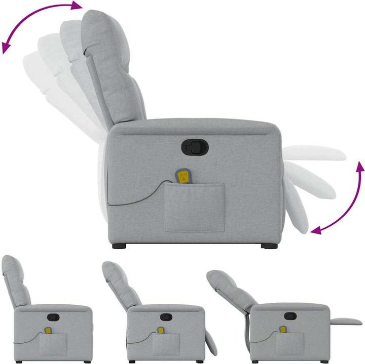Actual product image VidaXL Massage chair with stand-up aid Light grey fabric