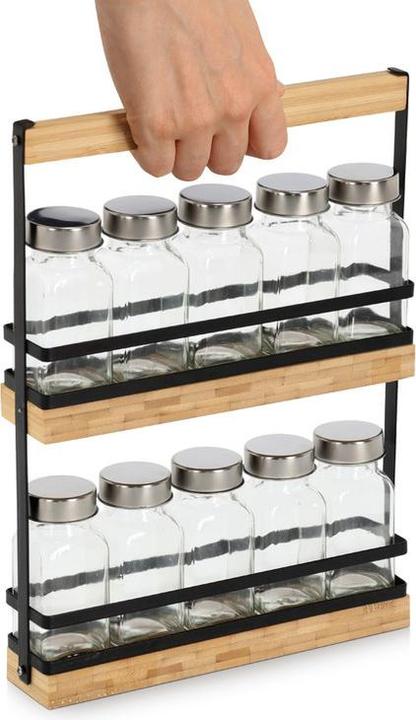 Actual product image Zeller Present Gewürzständer 11-teilig Glas Metall Bambus 22.7x4.7x30.5 cm