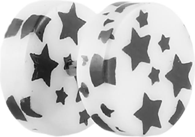 Star Piercing Fake Plug mit Sternen weiss (ohne Messing, Acryl)