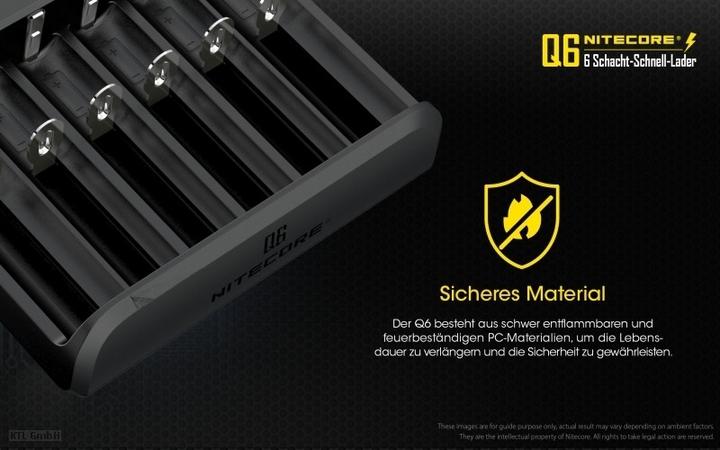 Immagine prodotto Nitecore Q6 6-Schacht-Ladegerät (1 pz., 14500, 16340, 18650, 26650, Accumulatore di carica elettrica)