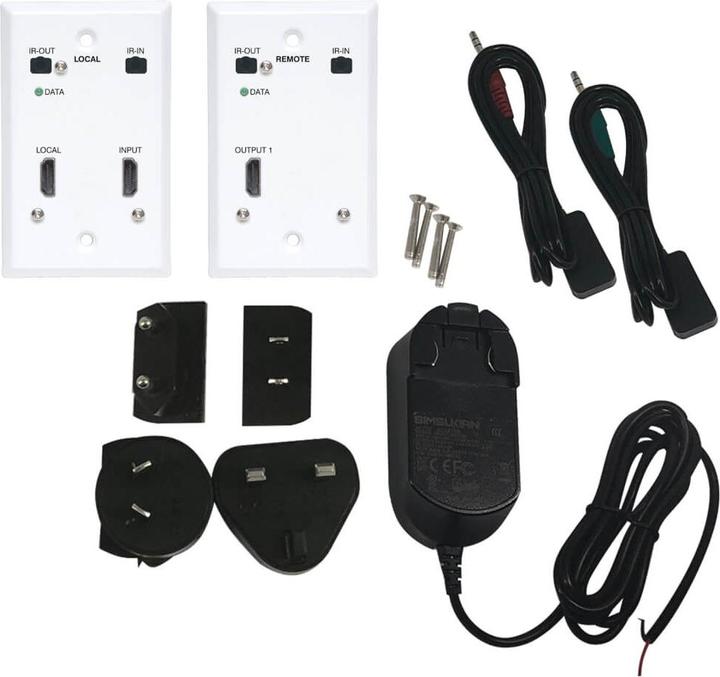 Actual product image Eaton HDMI over Cat6 Extender Kit Wallplate 4K 60Hz 4:4:4 IR PoC HDR HDCP 2.2 230ft. 70.1m (HDMI, 3.40 cm)