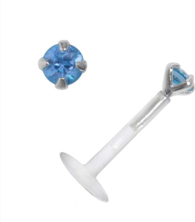 Bijouteria Piercing für Lippe/Tragus (Bioplast, Silber 925, Zirkonia)