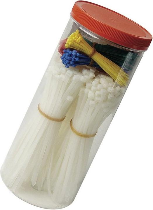 Produktbild Mannesmann Kabelbinder-Set, 300-teilig in einer Runddose, Masse: (B)210 x (T)72 x (H)72 mm (72 mm, 300 Stk.)