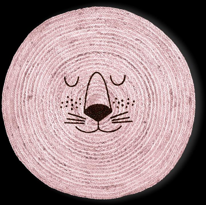 Produktbild Rice - Jute Floor Mate with Lion Face - Soft Pink
