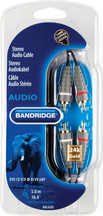 Actual product image Bandridge BLUE Stereo RCA Cable (5 m, Cinch)