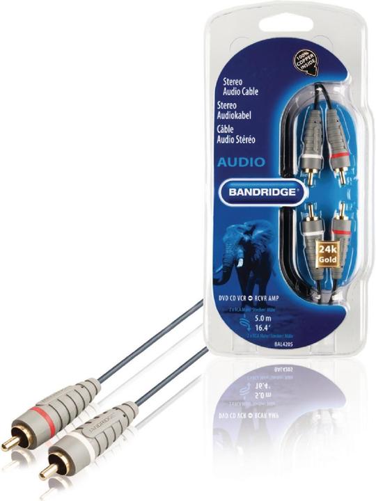 Actual product image Bandridge BLUE Stereo RCA Cable (5 m, Cinch)