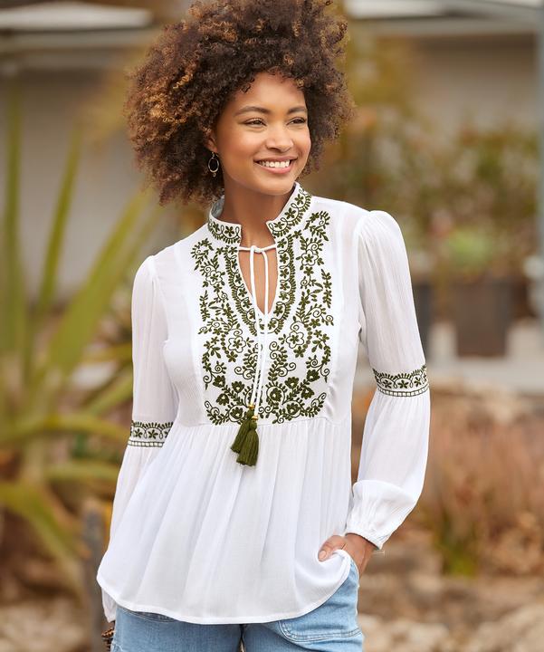 Joe Browns Floral Embroidered Crinkle Tunic Top