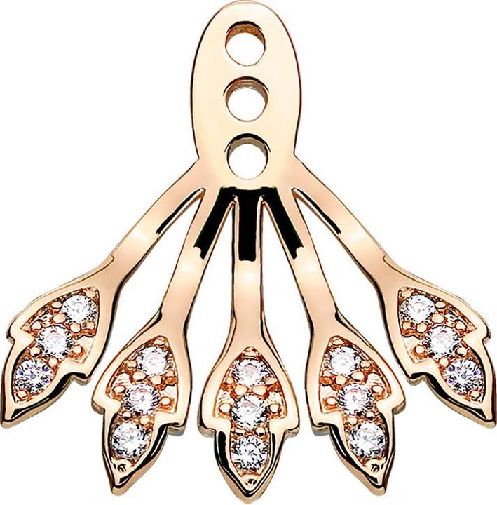 Produktbild Star Piercing Ohrring Ear Jacket rosegold mit fünf Kristallblätter (Messing)