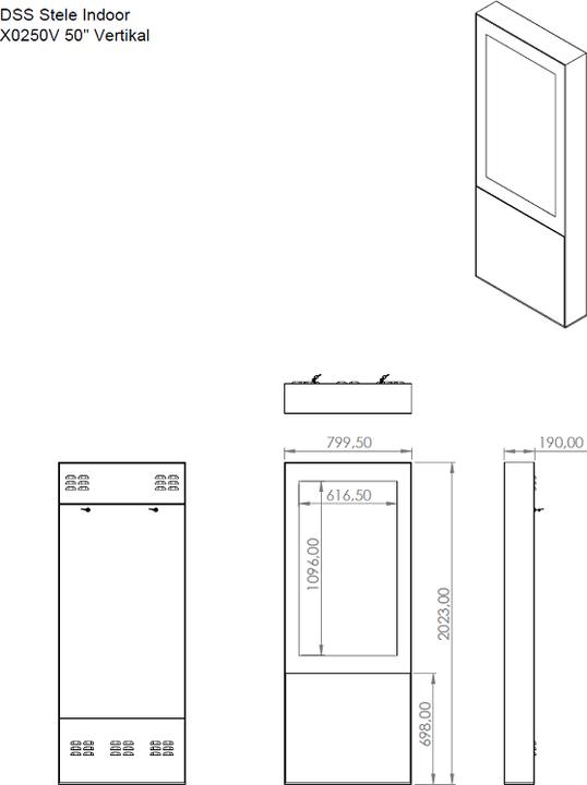 Produktbild DSS Indoor Stele Portrait,50" Bildschirm,silber/schwarz