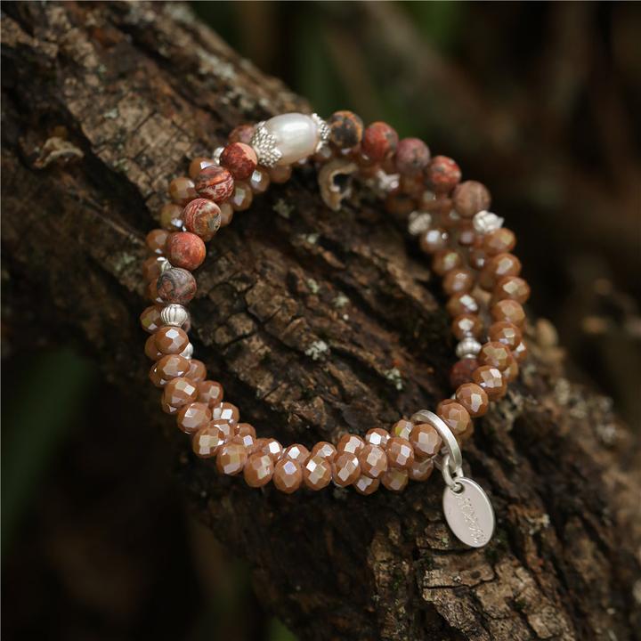 Produktbild Andreani Armband mit echtem Shellbead und echtem Jaspis (80 cm, Shellbeads)